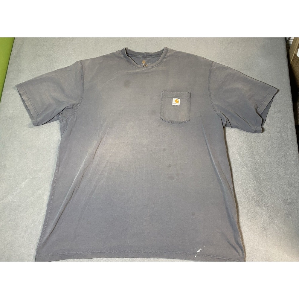 Thrashed Sun faded Carhartt Men's Gray Pocket Crew Neck Cotton T-Shirt 2XL Tall